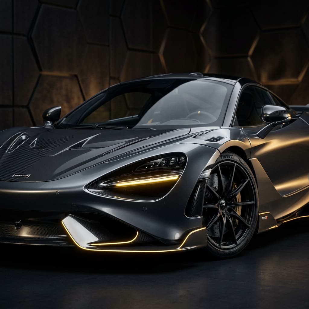 Luxury sports car with golden accents